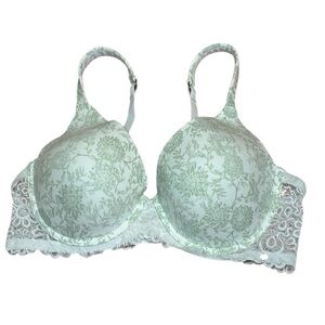 Lucky Brand coquette Green and White Lace Underwire Bra 42D